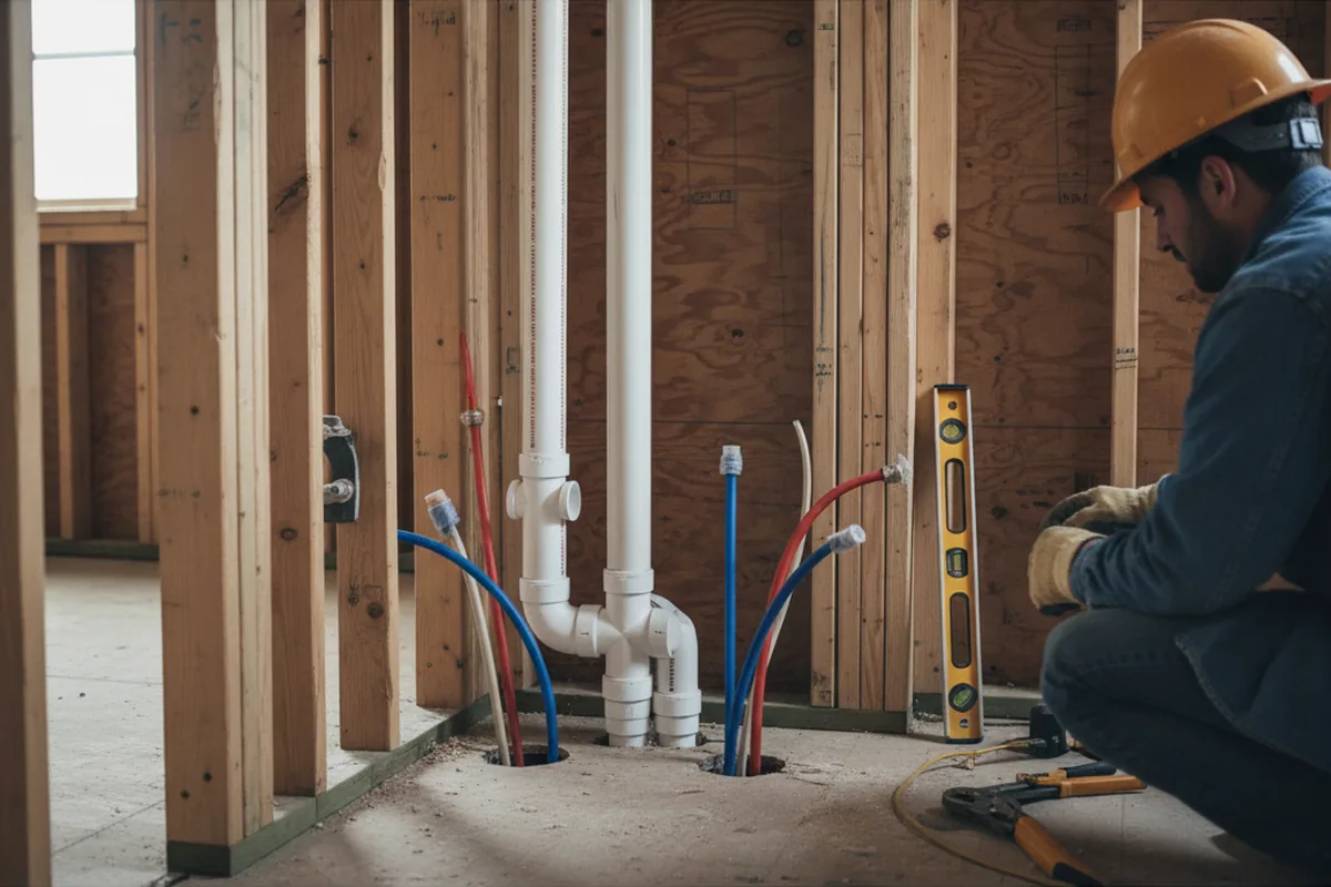 Drain and supply rough-in during Leak Detection in Doyline