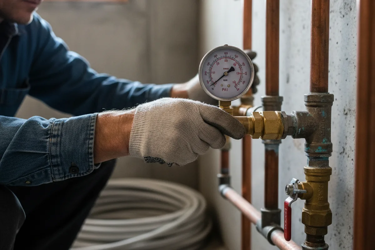 Pressure testing a repaired line during Water Line Repair in Doyline
